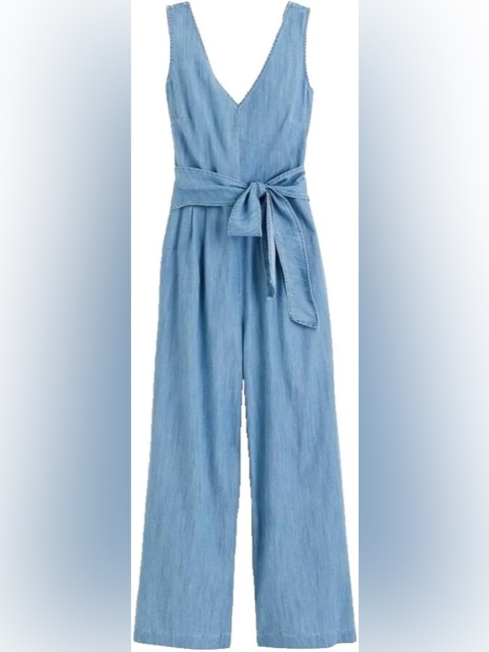 J.Crew Women's Dark Matter Wrap Tie Chambray Jumpsuit